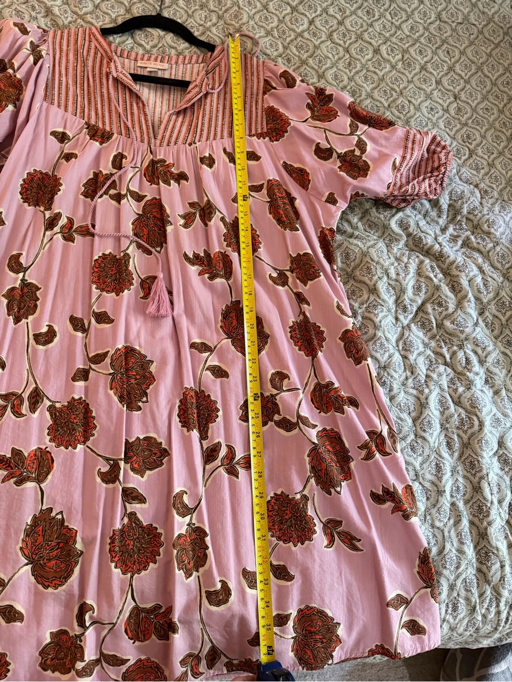 Knox Rose Pink Floral Boho Midi Dress w/ pockets. Size L - Picture 9 of 12